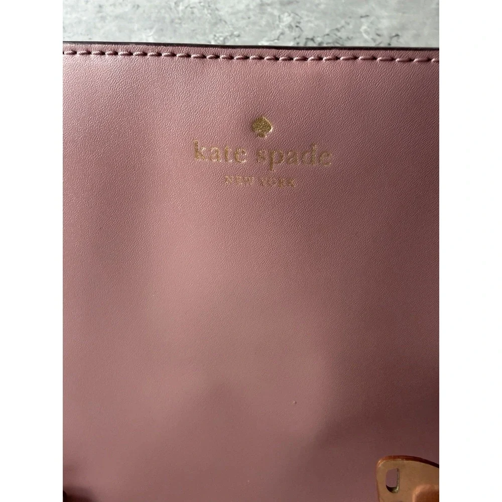 Kate Spade New York Pink Leather Butterfly Tote Shoulder Bag Large Shopper